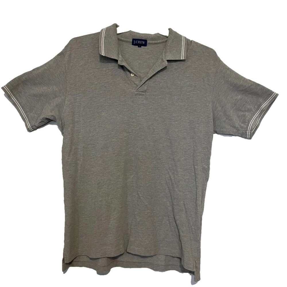 J. Crew Men’s Gray Polo Shirt Large 100% Cotton Classic Short Sleeve